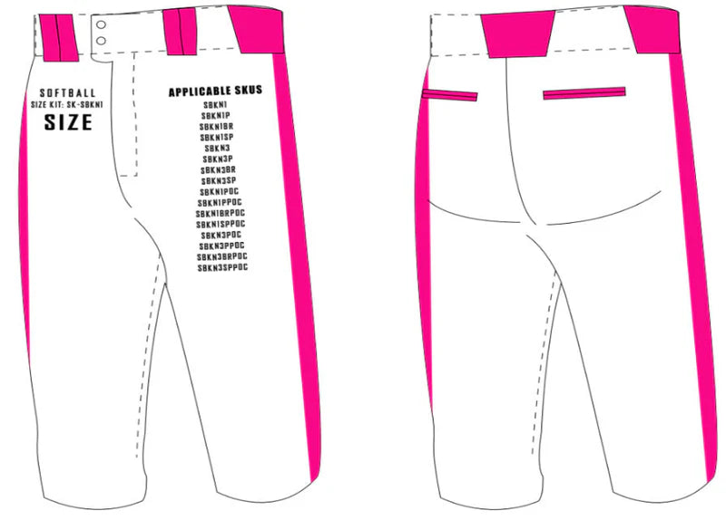Tapered Softball Knicker Pants Size Samples